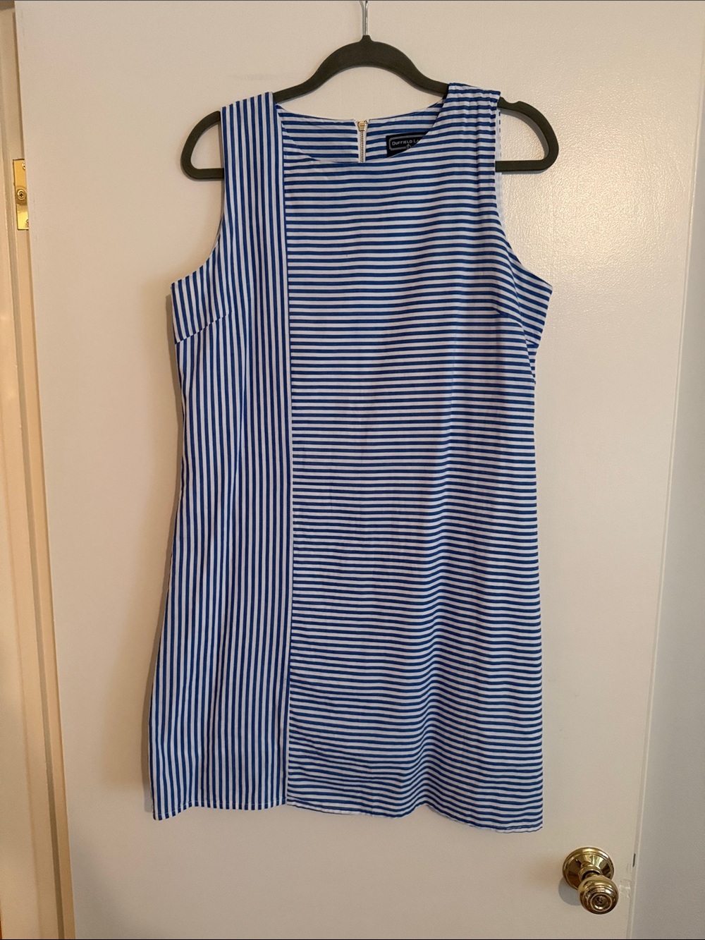 Duffield Lane Blue and White Striped Panel Mini Dress
